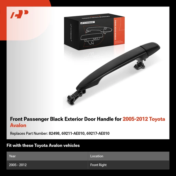 Front Passenger Black Exterior Door Handle for 2005-2012 Toyota Avalon