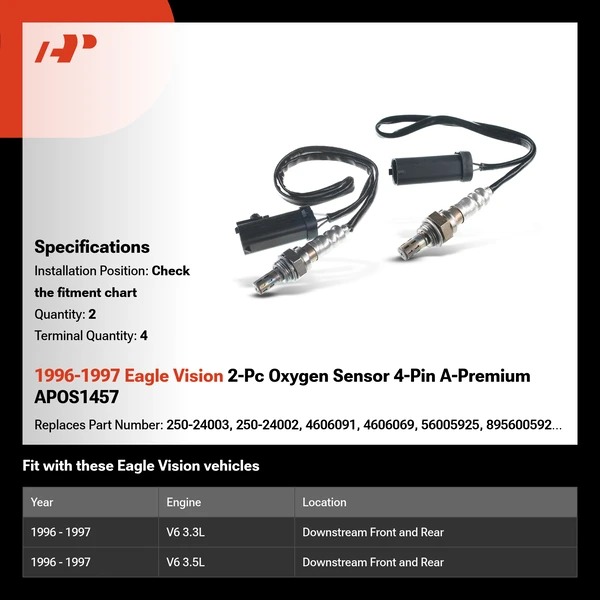 1996-1997 Eagle Vision 2-Pc Oxygen Sensor 4-Pin A-Premium APOS1457