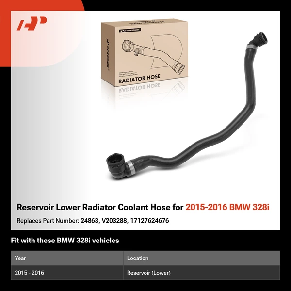 Reservoir Lower Radiator Coolant Hose for 2015-2016 BMW 328i