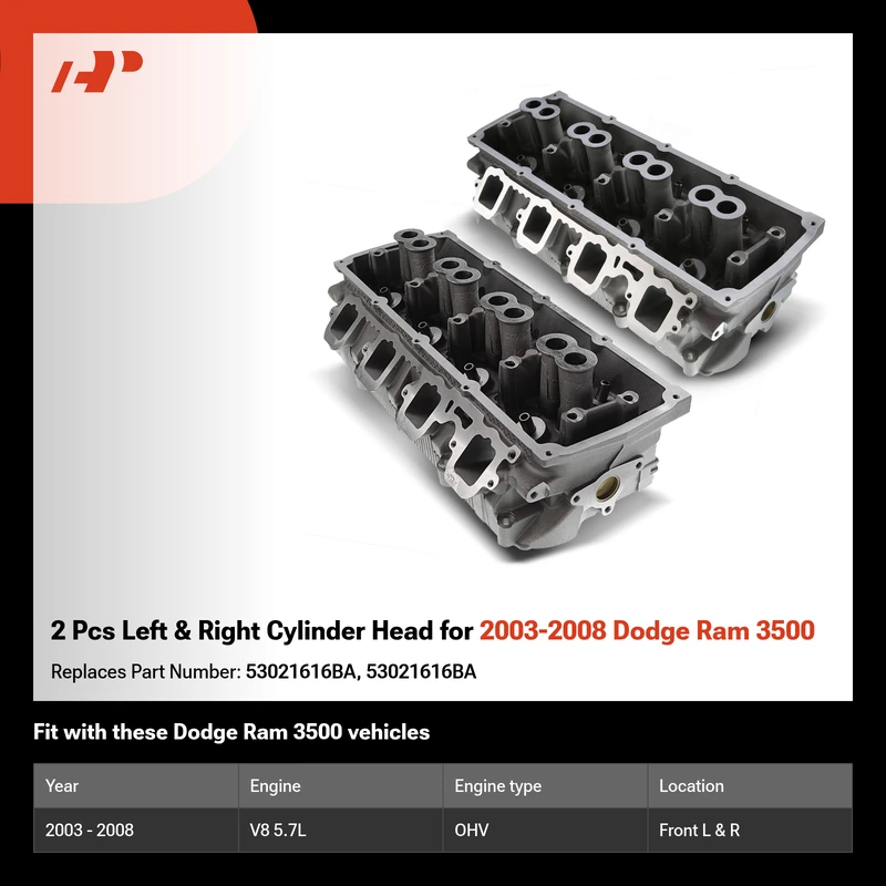 2 Pcs Left & Right Cylinder Head for 2003-2008 Dodge Ram 3500