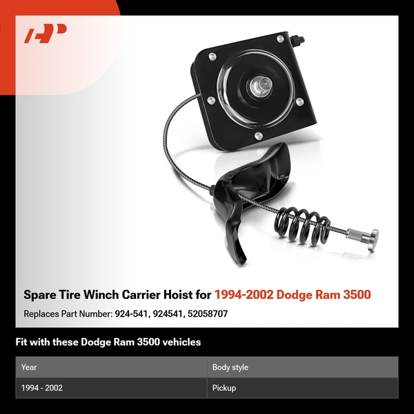 Spare Tire Winch Carrier Hoist for 1994-2002 Dodge Ram 3500