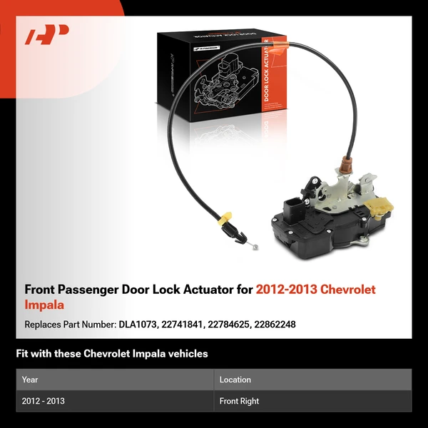 Front Passenger Door Lock Actuator for 2012-2013 Chevrolet Impala
