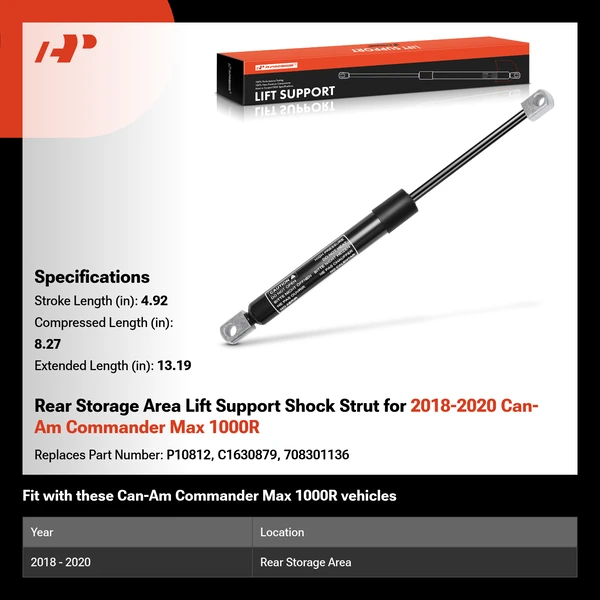 Rear Storage Area Lift Support Shock Strut for 2018-2020 Can-Am Commander Max 1000R