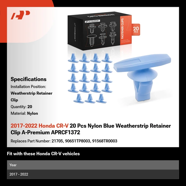 2017-2022 Honda CR-V 20 Pcs Nylon Blue Weatherstrip Retainer Clip A-Premium APRCF1372