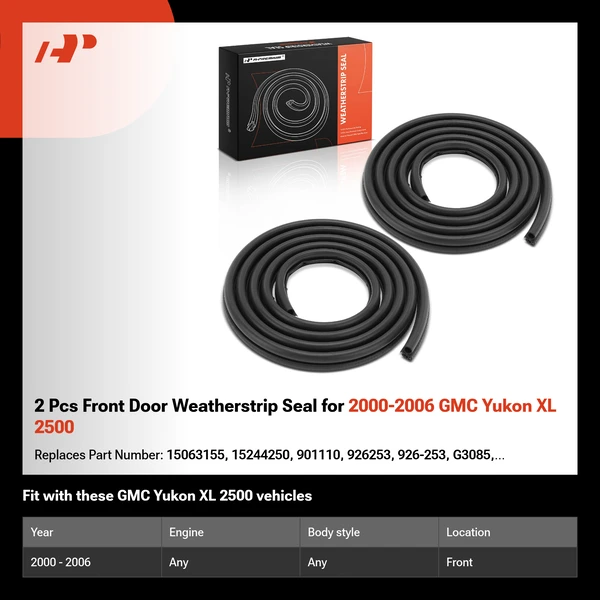 2 Pcs Front Door Weatherstrip Seal for 2000-2006 GMC Yukon XL 2500