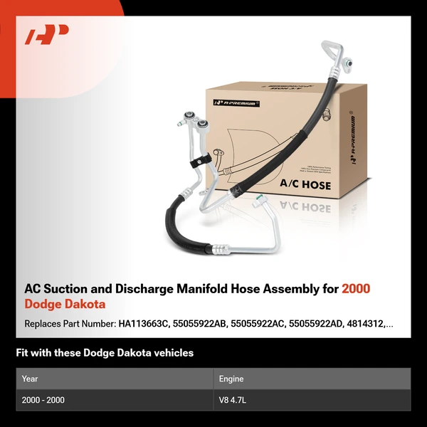 AC Suction and Discharge Manifold Hose Assembly for 2000 Dodge Dakota