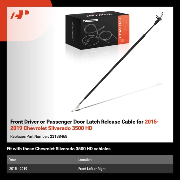 Front Driver or Passenger Door Latch Release Cable for 2015-2019 Chevrolet Silverado 3500 HD