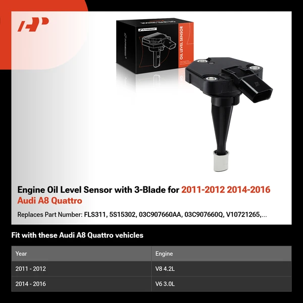 Engine Oil Level Sensor with 3-Blade for 2011-2012 2014-2016 Audi A8 Quattro