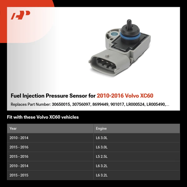 Fuel Injection Pressure Sensor for 2010-2016 Volvo XC60