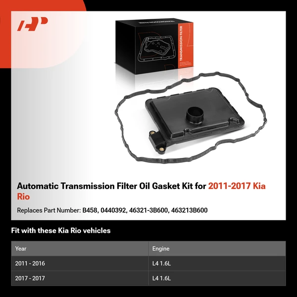 Automatic Transmission Filter Oil Gasket Kit for 2011-2017 Kia Rio