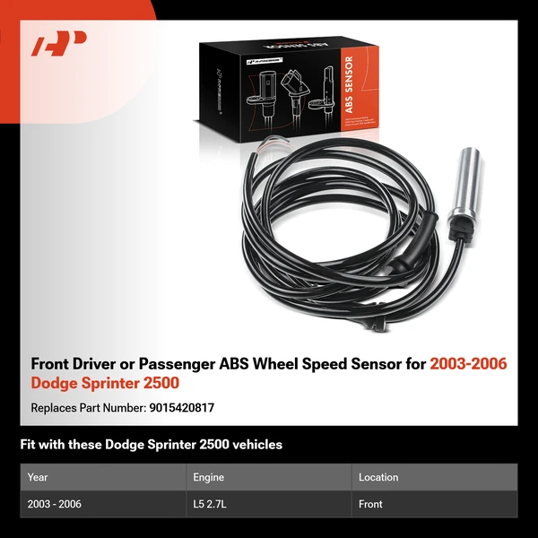 Front Driver or Passenger ABS Wheel Speed Sensor for 2003-2006 Dodge Sprinter 2500