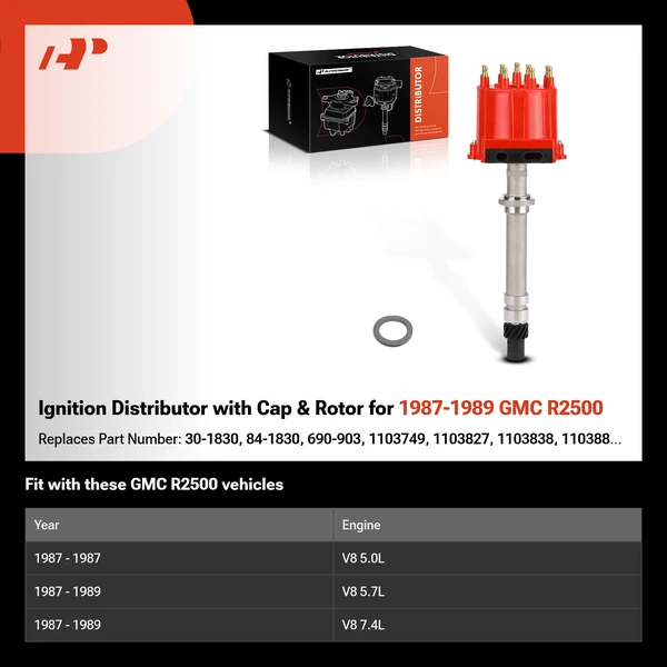 Ignition Distributor with Cap & Rotor for 1987-1989 GMC R2500