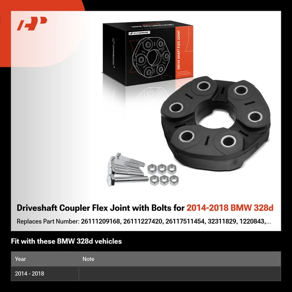 Driveshaft Coupler Flex Joint with Bolts for 2014-2018 BMW 328d