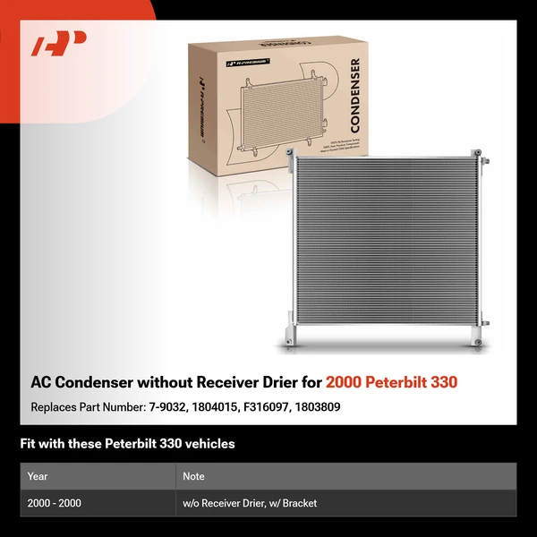 AC Condenser without Receiver Drier for 2000 Peterbilt 330