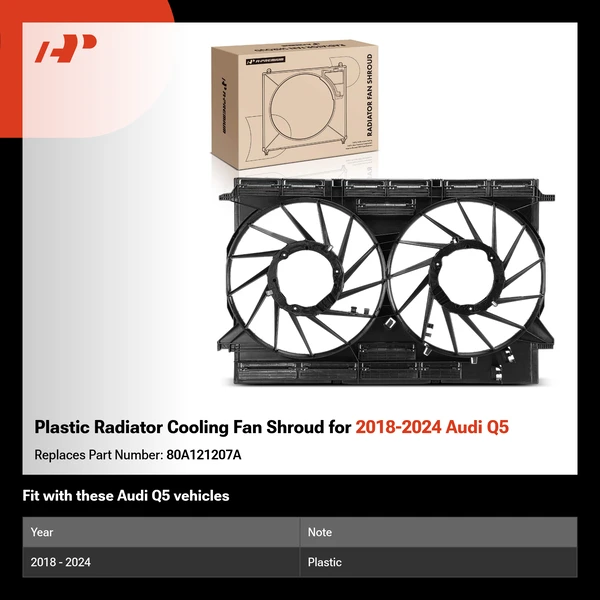 Plastic Radiator Cooling Fan Shroud for 2018-2024 Audi Q5