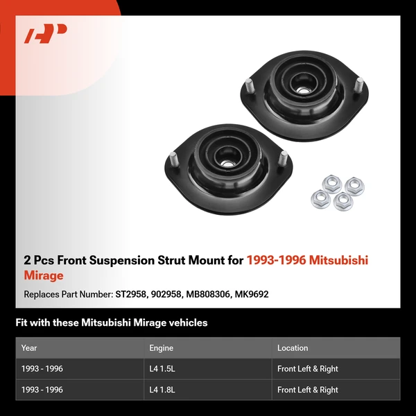 2 Pcs Front Suspension Strut Mount for 1993-1996 Mitsubishi Mirage