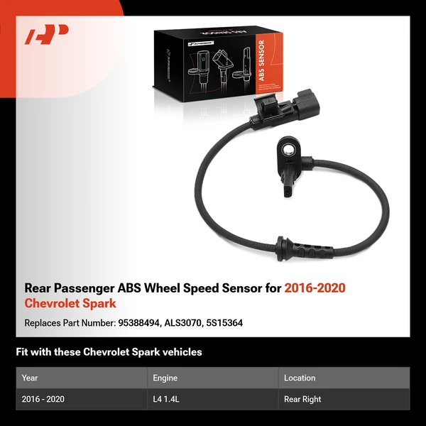 Rear Passenger ABS Wheel Speed Sensor for 2016-2020 Chevrolet Spark