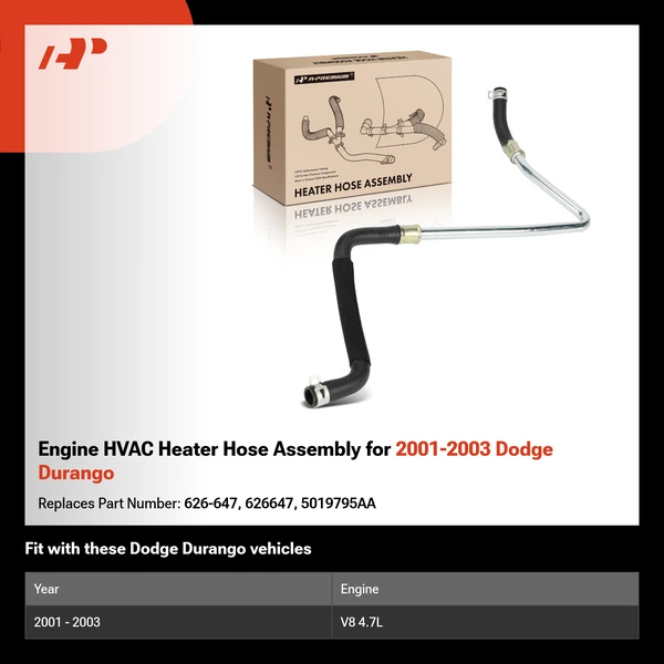 Engine HVAC Heater Hose Assembly for 2001-2003 Dodge Durango
