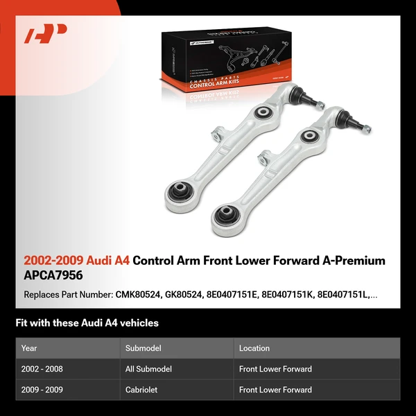 2002-2009 Audi A4 Control Arm Front Lower Forward A-Premium APCA7956