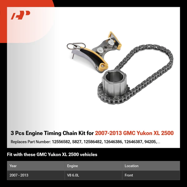 3 Pcs Engine Timing Chain Kit for 2007-2013 GMC Yukon XL 2500