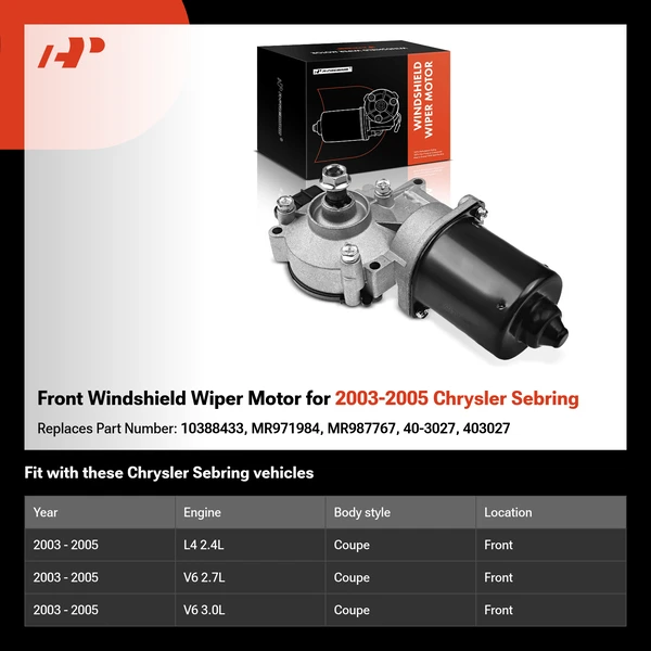 Front Windshield Wiper Motor for 2003-2005 Chrysler Sebring
