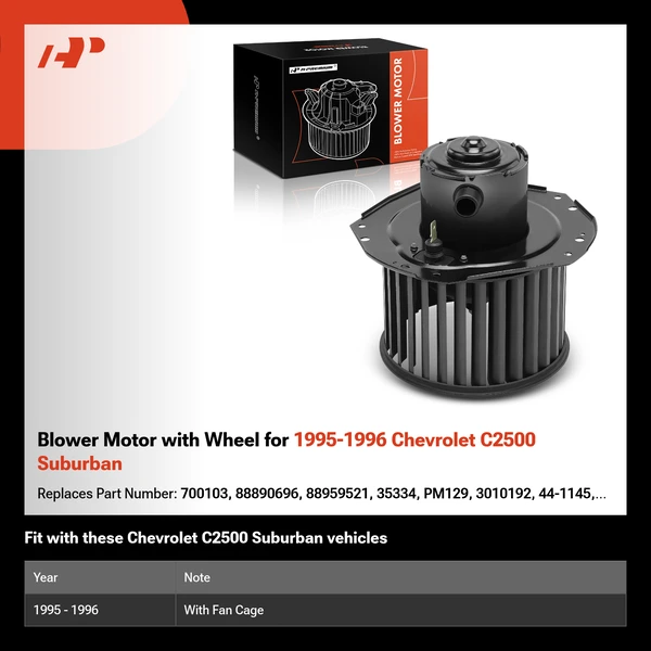 Blower Motor with Wheel for 1995-1996 Chevrolet C2500 Suburban