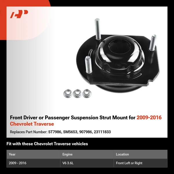 Front Driver or Passenger Suspension Strut Mount for 2009-2016 Chevrolet Traverse