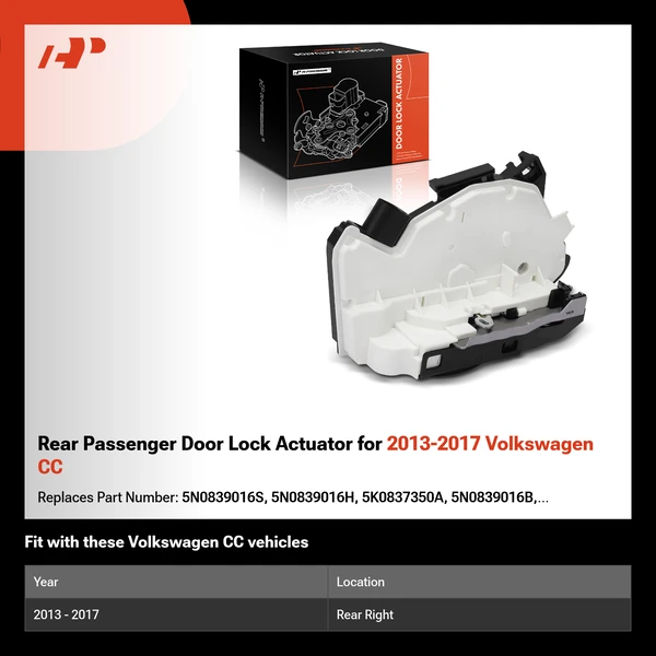 Rear Passenger Door Lock Actuator for 2013-2017 Volkswagen CC