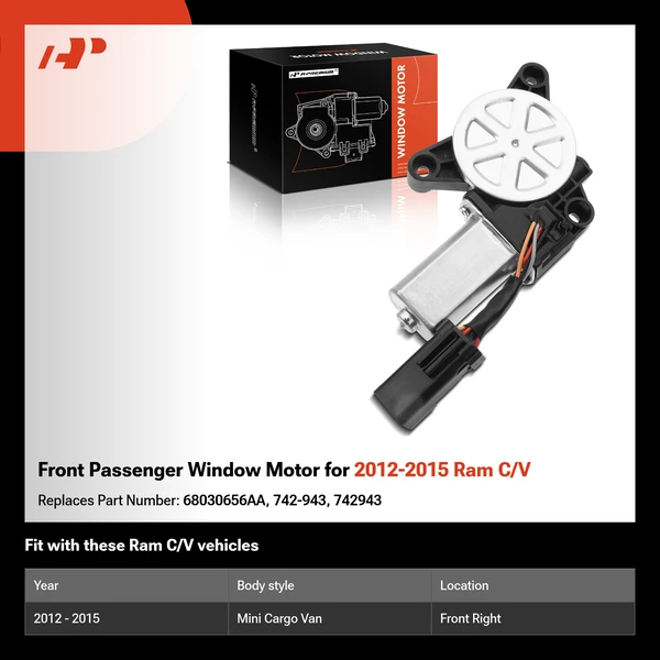 Front Passenger Window Motor for 2012-2015 Ram C/V