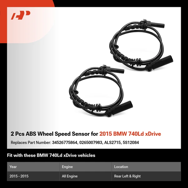 2 Pcs ABS Wheel Speed Sensor for 2015 BMW 740Ld xDrive