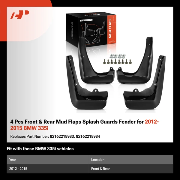 4 Pcs Front & Rear Mud Flaps Splash Guards Fender for 2012-2015 BMW 335i