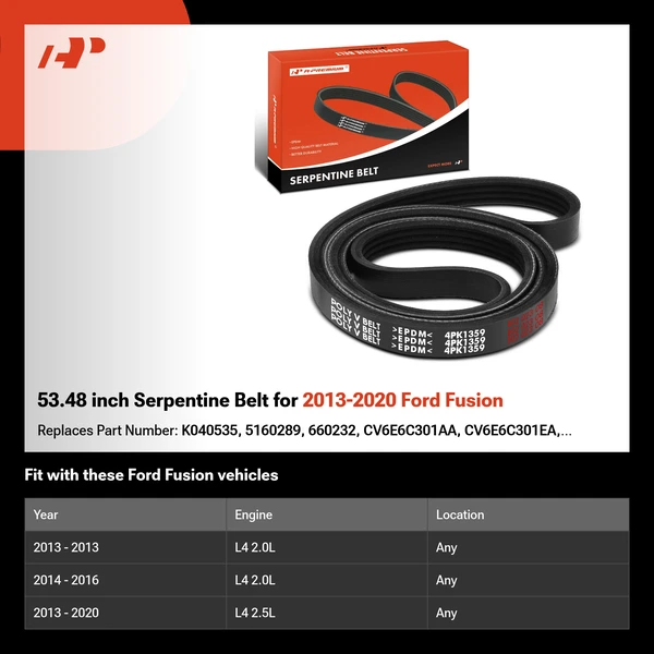 53.48 inch Serpentine Belt for 2013-2020 Ford Fusion