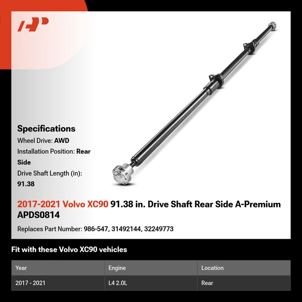 2017-2021 Volvo XC90 91.38 in. Drive Shaft Rear Side A-Premium APDS0814