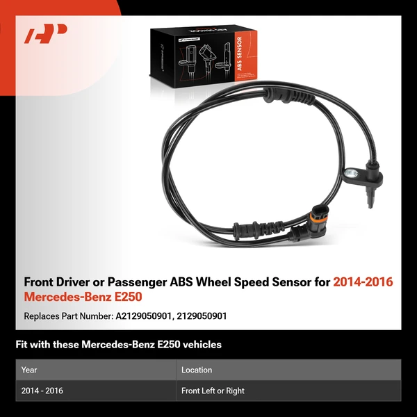Front Driver or Passenger ABS Wheel Speed Sensor for 2014-2016 Mercedes-Benz E250