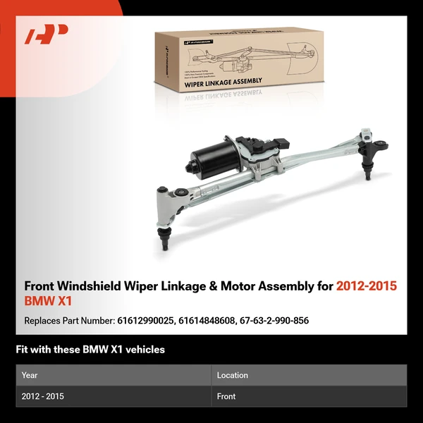 Front Windshield Wiper Linkage & Motor Assembly for 2012-2015 BMW X1