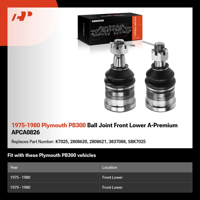 1975-1980 Plymouth PB300 Ball Joint Front Lower A-Premium APCA0826