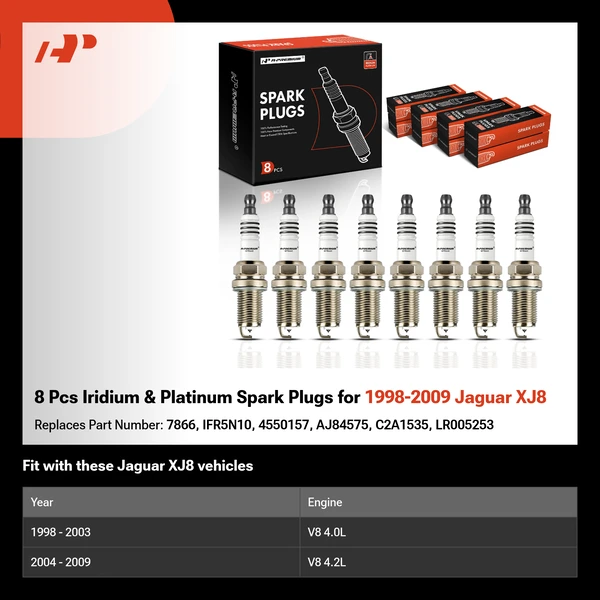 8 Pcs Iridium & Platinum Spark Plugs for 1998-2009 Jaguar XJ8