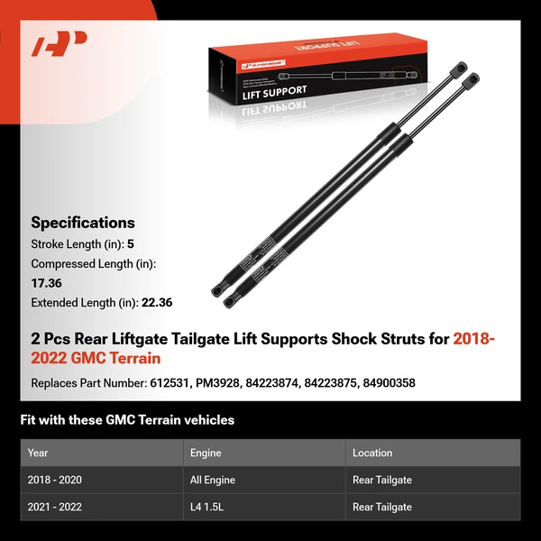 2 Pcs Rear Liftgate Tailgate Lift Supports Shock Struts for 2018-2022 GMC Terrain