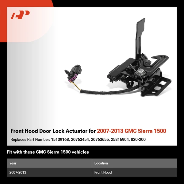 Front Hood Door Lock Actuator for 2007-2013 GMC Sierra 1500