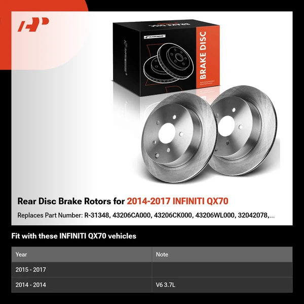 Rear Disc Brake Rotors for 2014-2017 INFINITI QX70