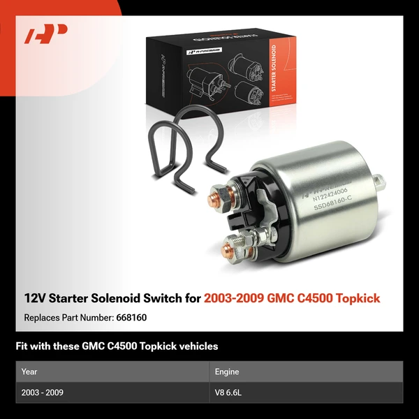 12V Starter Solenoid Switch for 2003-2009 GMC C4500 Topkick