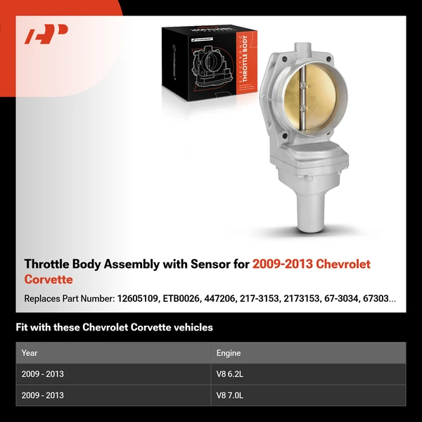 Throttle Body Assembly with Sensor for 2009-2013 Chevrolet Corvette