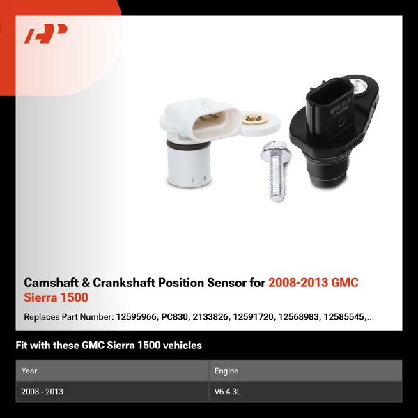 Camshaft & Crankshaft Position Sensor for 2008-2013 GMC Sierra 1500