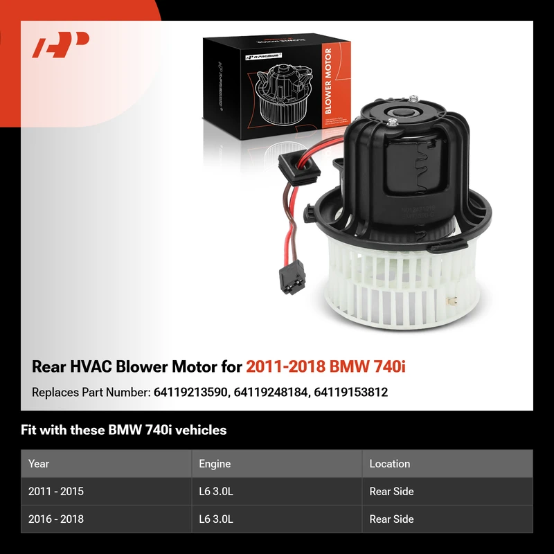 Rear HVAC Blower Motor for 2011-2018 BMW 740i