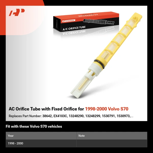 AC Orifice Tube with Fixed Orifice for 1998-2000 Volvo S70