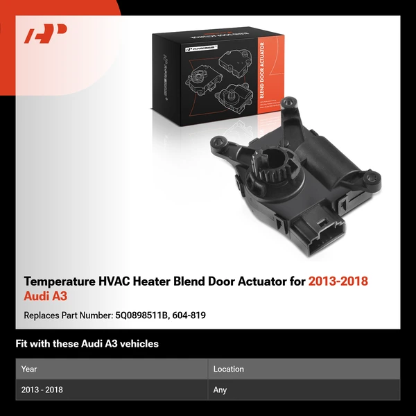 Temperature HVAC Heater Blend Door Actuator for 2013-2018 Audi A3