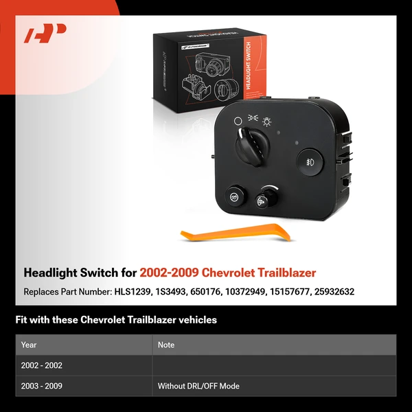 Headlight Switch for 2002-2009 Chevrolet Trailblazer