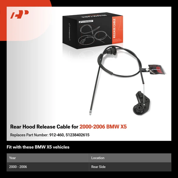 Rear Hood Release Cable for 2000-2006 BMW X5