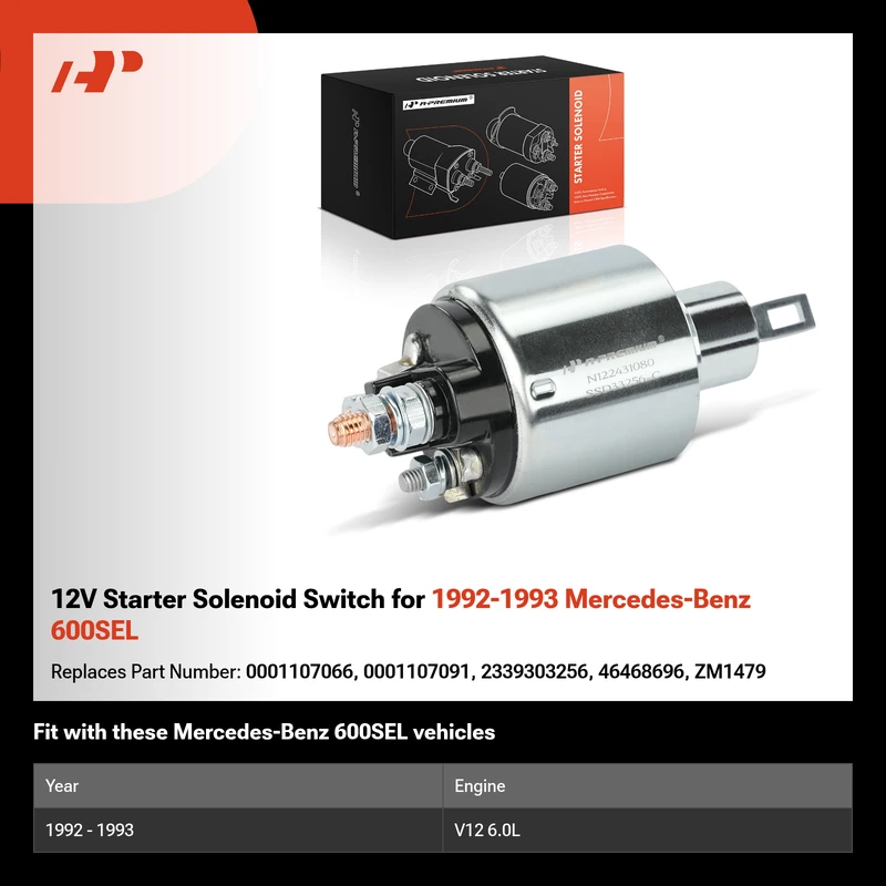 12V Starter Solenoid Switch for 1992-1993 Mercedes-Benz 600SEL