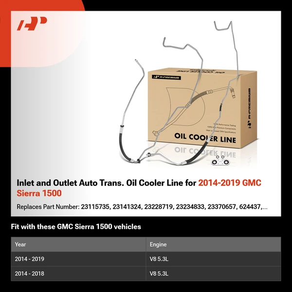 Inlet and Outlet Auto Trans. Oil Cooler Line for 2014-2019 GMC Sierra 1500